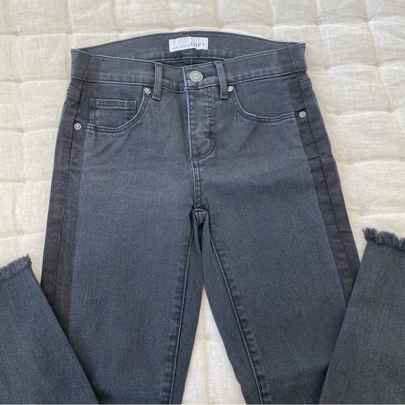 {LOFT} High Rise Skinny Tuxedo Stripe Jeans. - Picture 2 of 8
